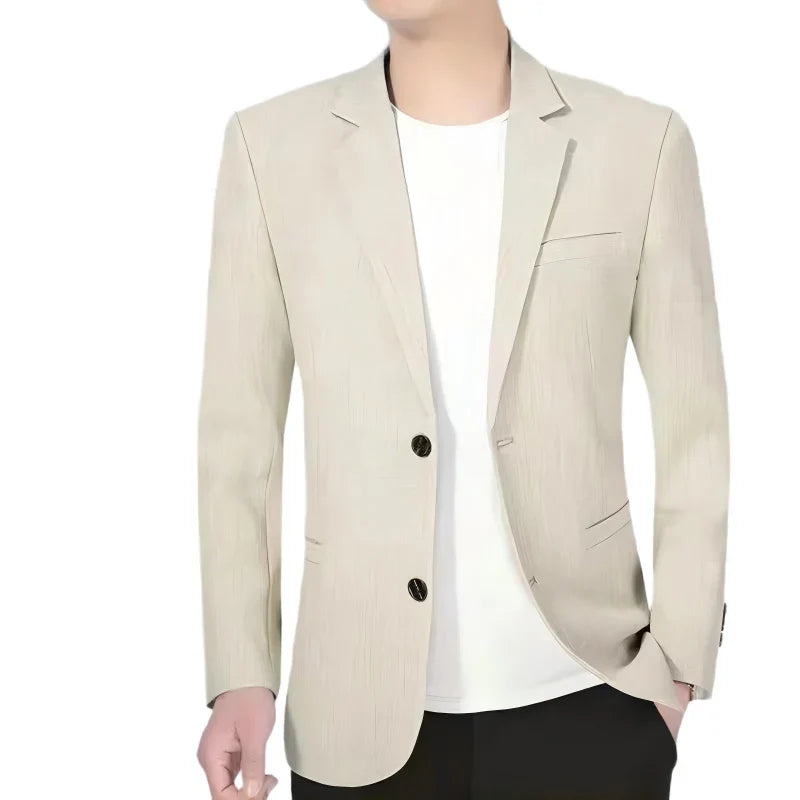 Blazer's New Men's Fashionable Business Wedding Banquet Casual Hosting Dress Is A High-end Middle-aged Thin Design  Blazer