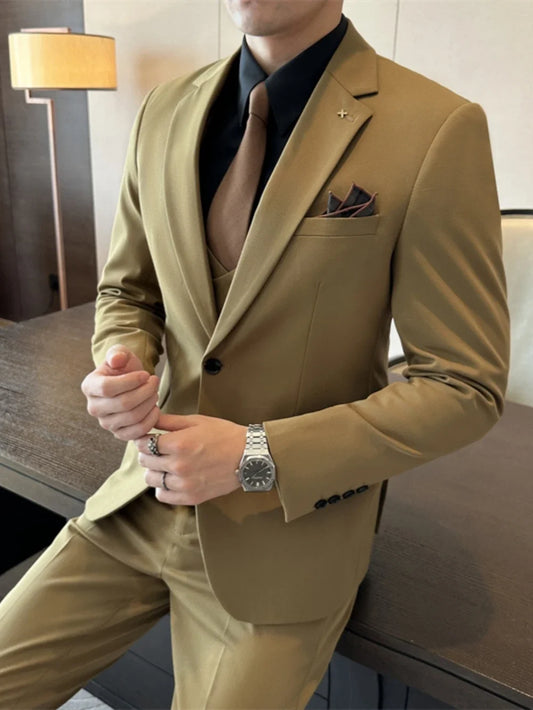 Plus Size Premium Regular Fit Suit Jacket Man Engagement Banquet Wear Classic Notched Lapel Men's Tuxedo Dancong Outfit In Stock