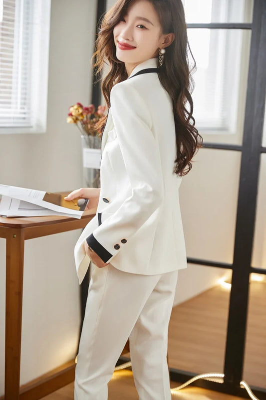 2025 New Fashionable Spring and Summer Womens Business Formal Suit Jacket + Pants. Soft, Comfortable and Breathable