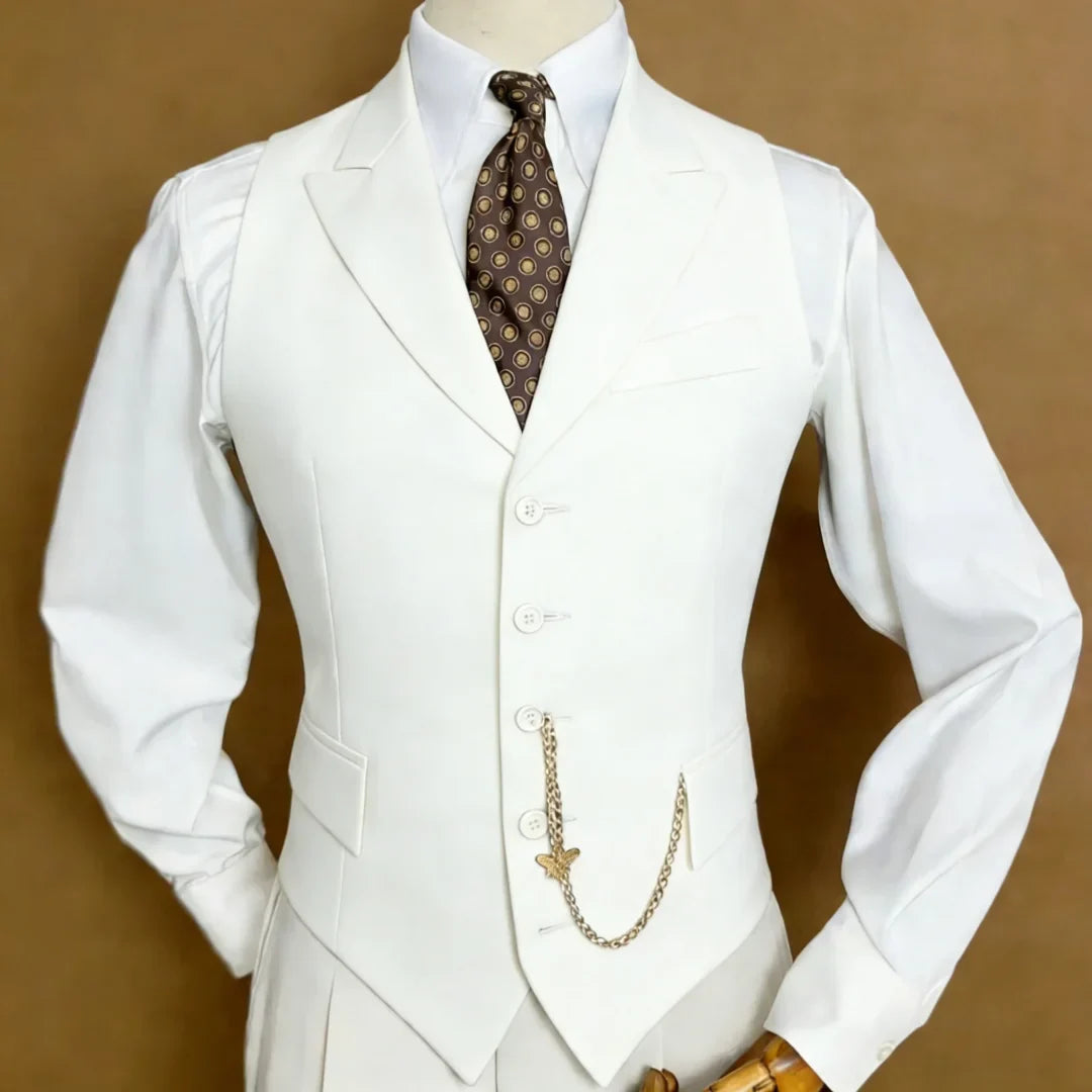 Men's Vest with Lapel Single Breasted Solid Waistcoat for Wedding & Formal Occasions