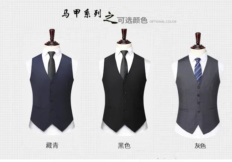 Men's 3-Piece Suit – Slim Fit Blazer Vest Pants Set for Business, Wedding & Casual Wear