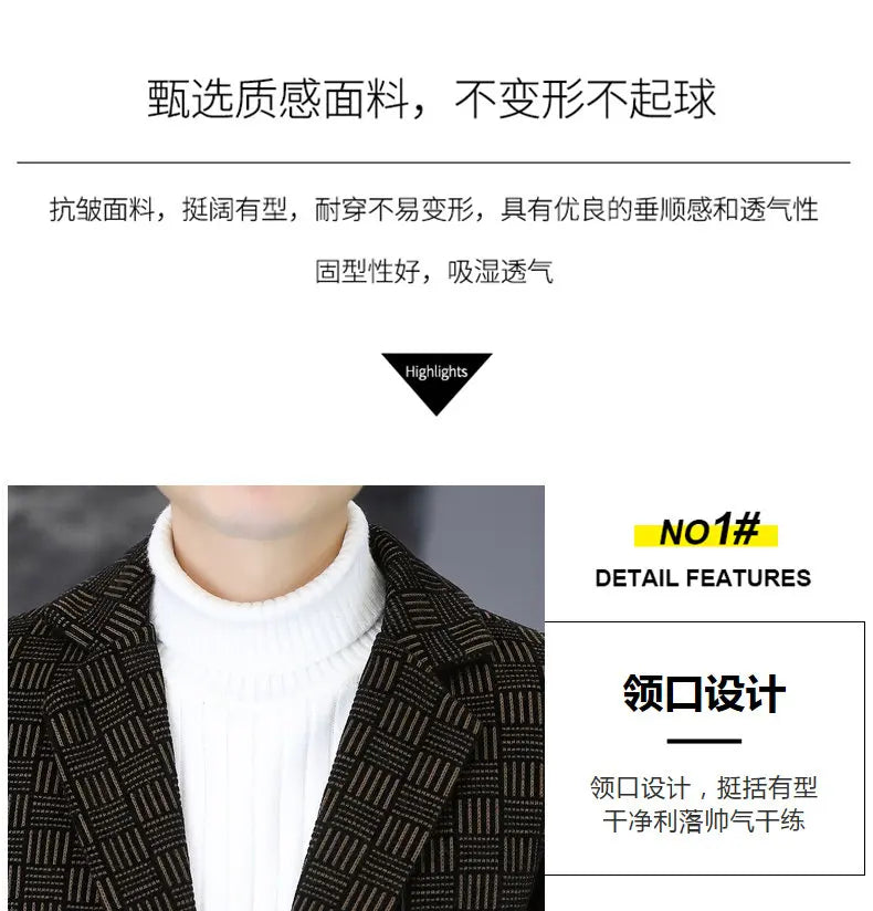 2026 Blazer Autumn and Winter Men's Fashion Outdoor Wedding Trend Slimming Business Casual Korean Version Thickened Warm Blazer
