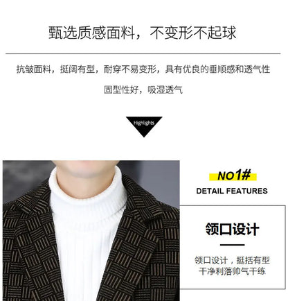 2026 Blazer Autumn and Winter Men's Fashion Outdoor Wedding Trend Slimming Business Casual Korean Version Thickened Warm Blazer