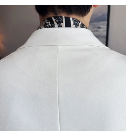 Scarf With Design Double Collar Suit Men's Business Casual Groom Wedding Slim Fit Suit Tuxedo 3-piece Set (Jacket+Vest+Pant)