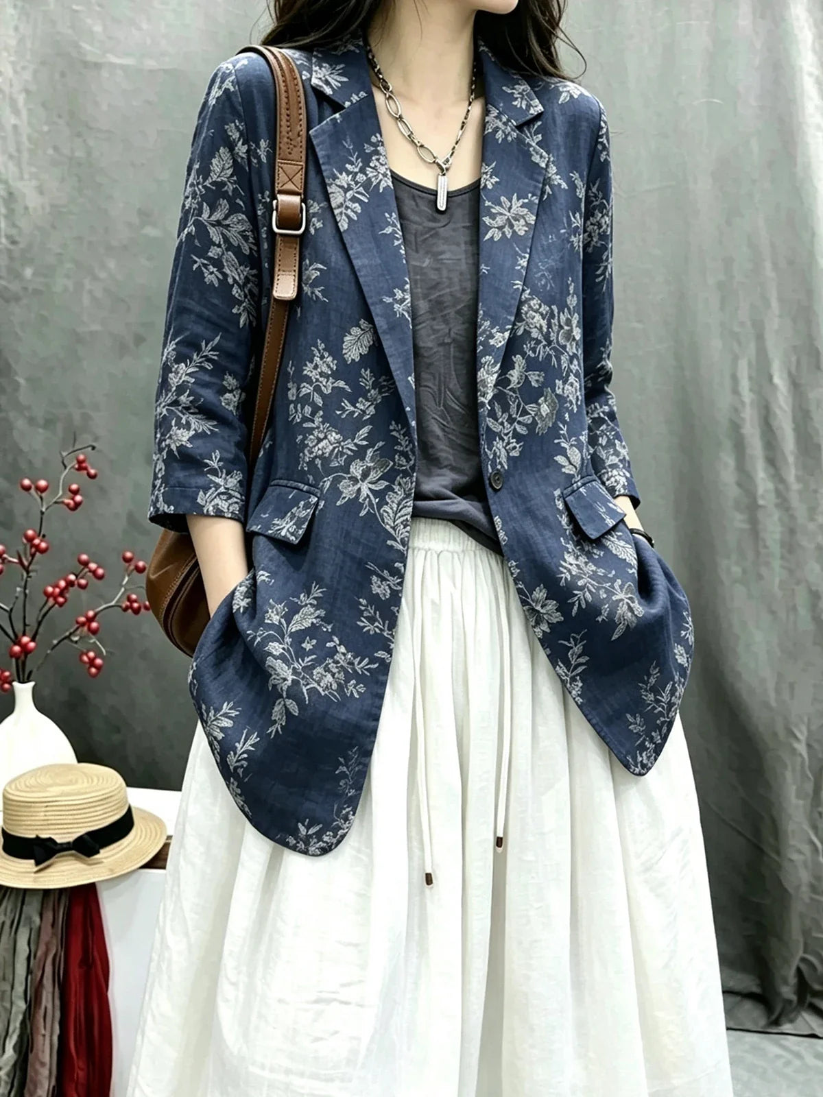 Cotton Linen Women's Summer New Style Retro Loose Personality Fashionable Casual Match Long Sleeve Western Suit