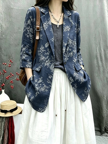 Cotton Linen Women's Summer New Style Retro Loose Personality Fashionable Casual Match Long Sleeve Western Suit