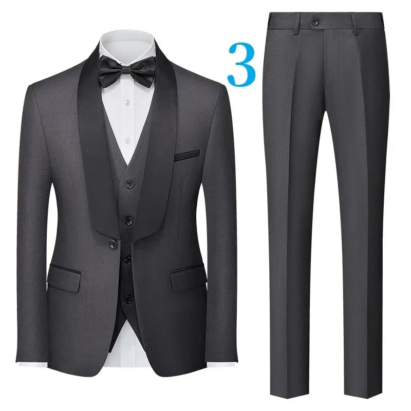 Men's Double Breasted Suit Set for Weddings and Formal Occasions