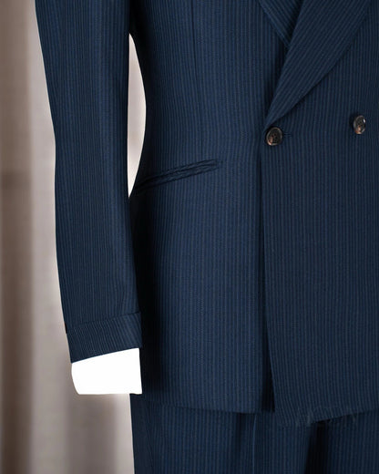 Men's Suit 2 Pieces Blazer Pants Pinstripe Single Breasted Sheer Lapel Business Slim Fit Formal Wedding Groom Costume Homm