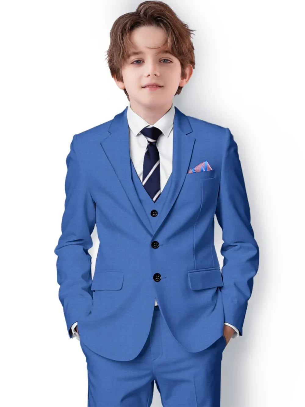 New Boys Slim Fit Suits 3 Pieces For Birthday Party Notched Lapel Kids Formal Suit Set Wedding Ring Bearer Outfit 2-20T