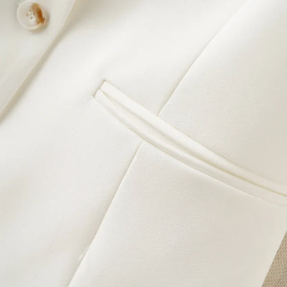 Fashionable White Short Suit Collar Vest for Women, Spring & Fall Style, Workplace Elegant, Slim and Versatile Sleeveless Vest t