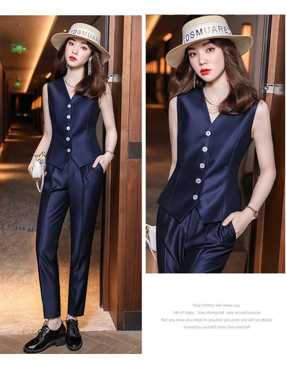 Fashion Elegant Pink High-End Small Business Suit Coat2022Autumn and Winter Elegant Vest Suit Three-Piece Korean Women's Clothin