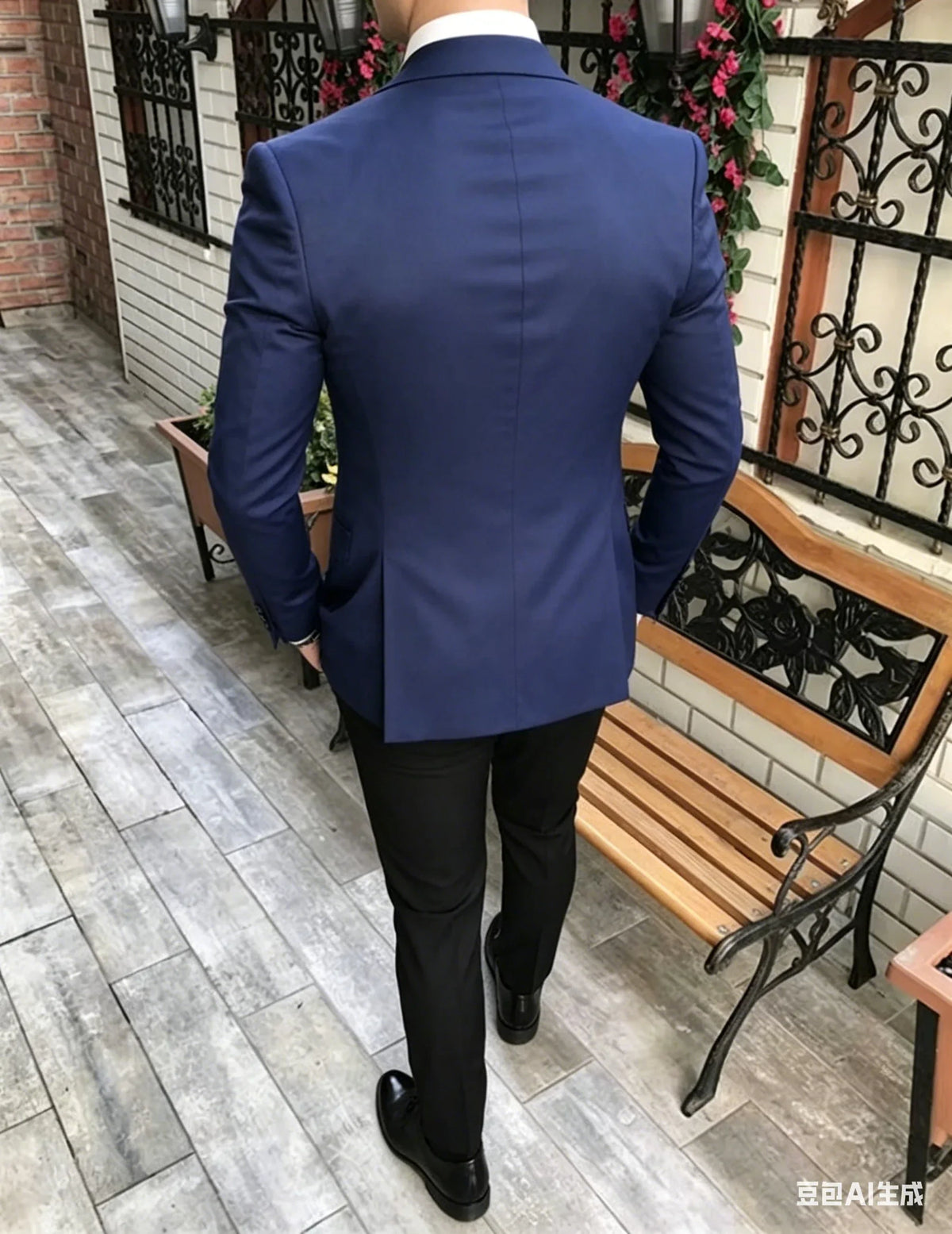 Navy Blue Black Lapel Suits For Men Custom Made Terno Slim Fit Groom 3 Piece Wedding Mens Suit Masculino Jacket+Pant+Vest