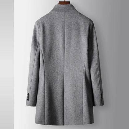 High-quality, Fashionable, Stylish, Versatile, for Banquets, Shopping, Trendy Business, Casual, Solid-color Men's Woolen Overcoa
