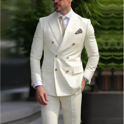 Olive Green Men's 2 Piece Blazer+Pant Wedding Dress Suits Slim Fit Lapel Party Leisure Formal Male Suit For Groomsman Suits