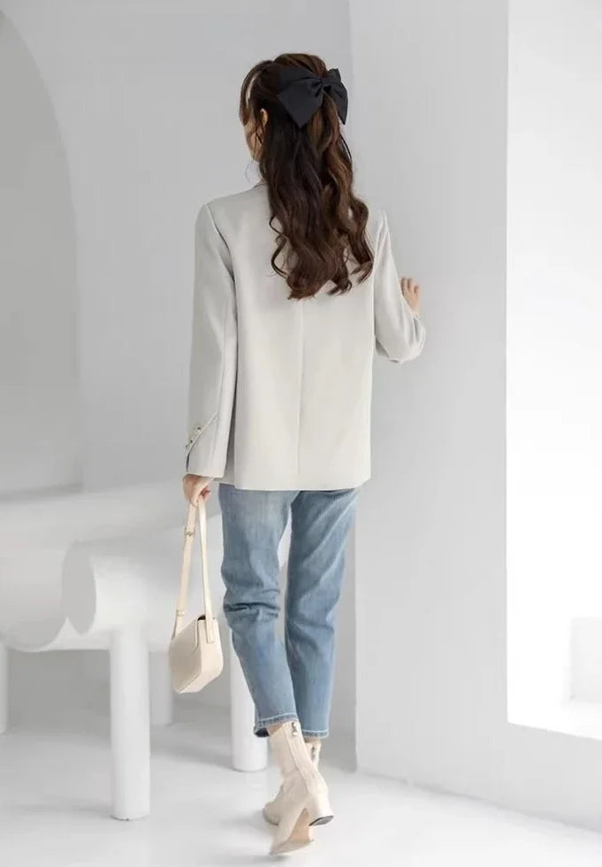 Women's 2025 New Korean Petite Niche Design Solid Slim Fit Blazer High Quality Slimming Minimalist Work Spring Autumn