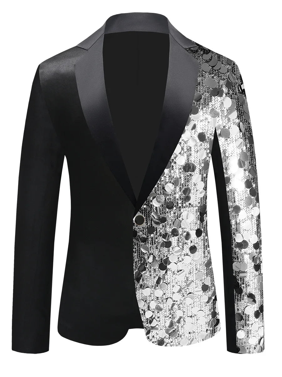 Men's Personality Shiny Sequins Suit Jackets Male Bar Nightclub Singer Tour Concert Stage Shiny Blazers Tuxedo Party Costume