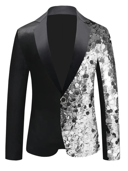 Men's Personality Shiny Sequins Suit Jackets Male Bar Nightclub Singer Tour Concert Stage Shiny Blazers Tuxedo Party Costume