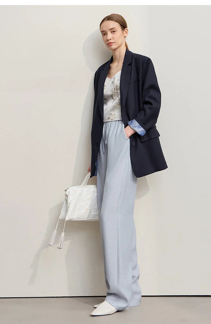 Women's Jacket 2025 Autumn New Commuter Elegant Solid Loose Top Women Long Sleeves Single Breasted Blazer Ladies 12553060
