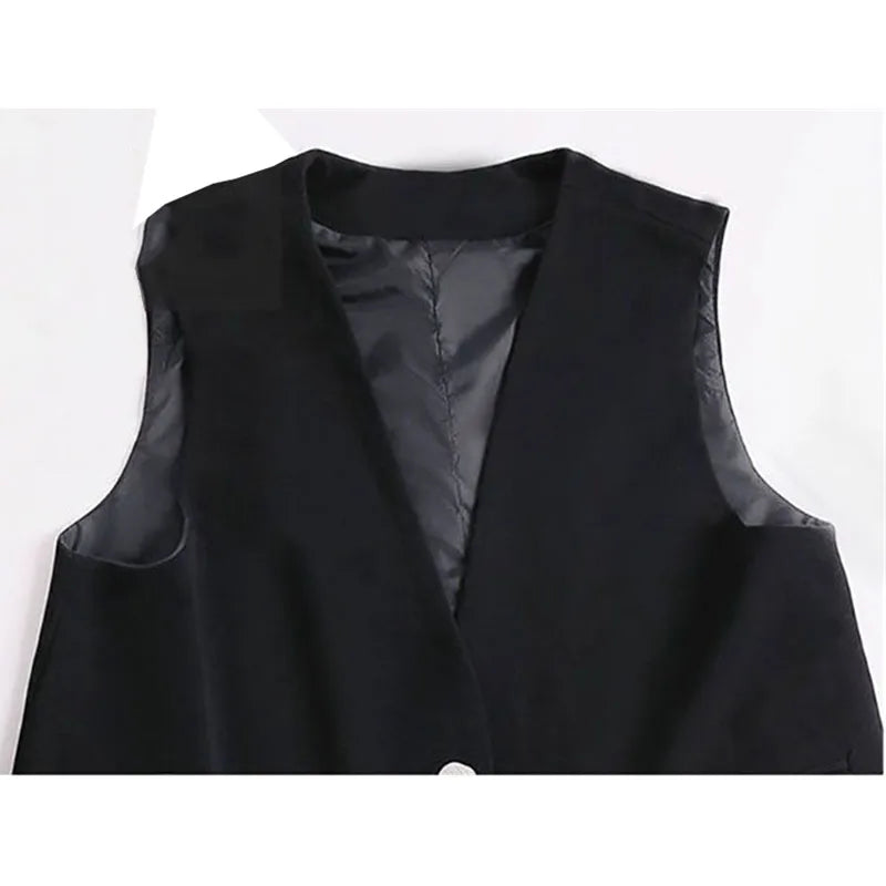 Spring Autumn Ladies Solid Sleeveless Vest Jacket Feminine V-neck Blazer Waistcoat Tops Coat Korean Women Fashion Leisure Suit