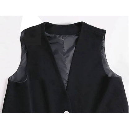 Spring Autumn Ladies Solid Sleeveless Vest Jacket Feminine V-neck Blazer Waistcoat Tops Coat Korean Women Fashion Leisure Suit