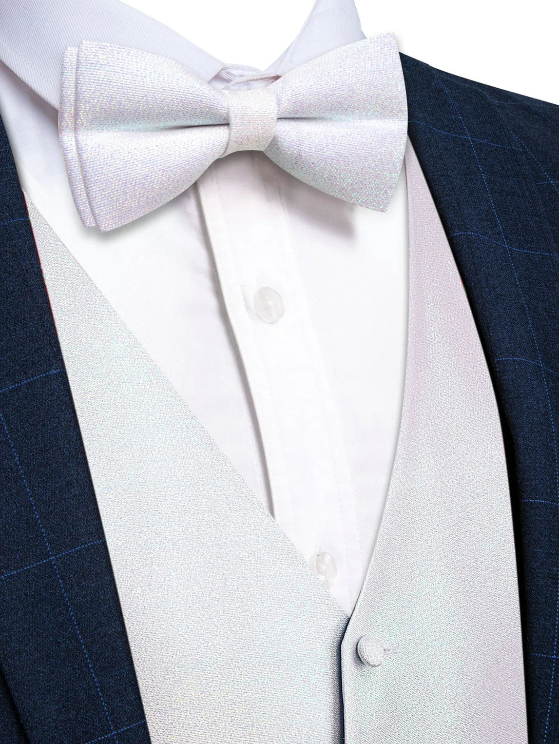 Men's Glitter Vest and Bow Tie Set – Slim Fit Formal Waistcoat for Weddings, Prom and Evening Occasions