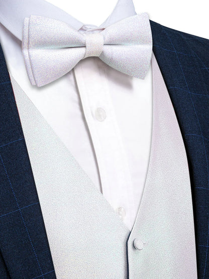 Men's Glitter Vest and Bow Tie Set – Slim Fit Formal Waistcoat for Weddings, Prom and Evening Occasions