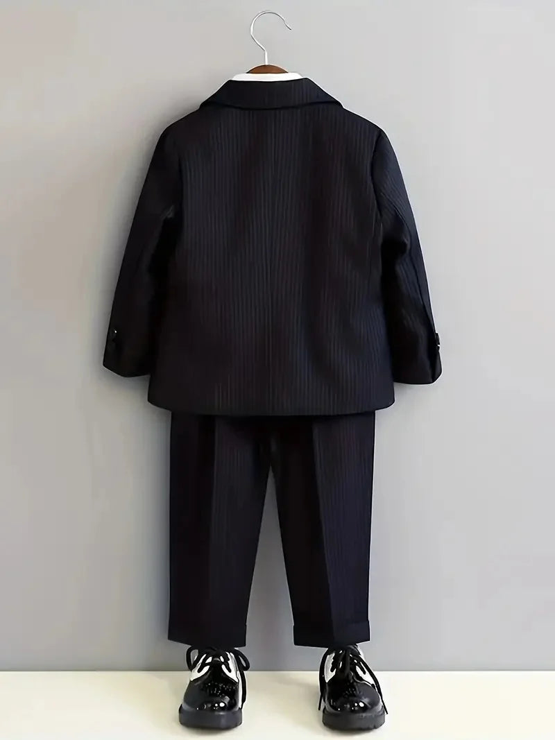 1-11 Years Boys Spring 4Pieces /Set Jacket Vest Pants Bowtie Wedding Suit Gentle Kids Birthday Dress Children Piano Host Costume