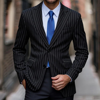 Striped Suit Jackets Men Dress Coat Vintage 2025 Ropa Elegante Hombre Mens Casual Business Slim Fit Formal Blazers Masculino