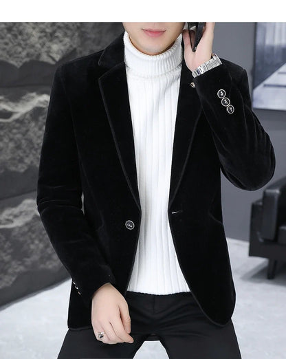 2025 Autumn Suit Men's Fashion Handsome Trend All Matching Woolen Youth Slim Small Suit Dress Single West Coat Coat  M-4XL