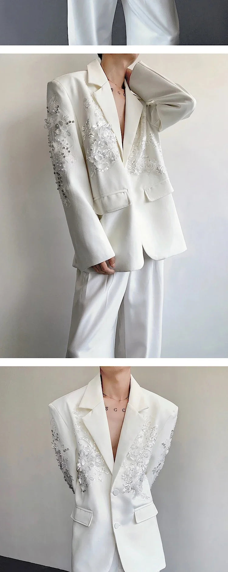 Trend Men's Formal Dress, Wedding Suit Jacket Sequined Embroidered Casual Suit Jacket Celebrity Stage Performance Costumes