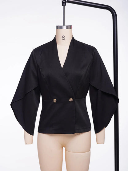 Women Business Casual Blazer V-neck Wrap Sleeves Formal Dress Suits Jacket for Weekend Party Office Work Meeting Interview