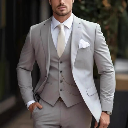 3-Piece Slim Fit Men's Suit – Single Breasted Business & Banquet Suit in Multiple Colors