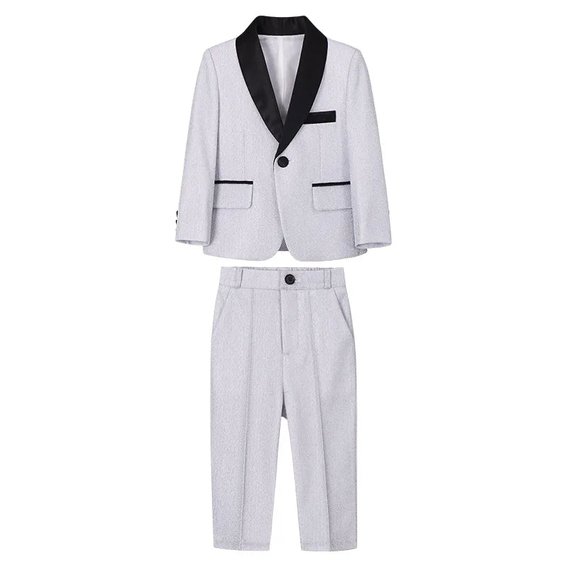 Kids Red Shining Jacket Pants Bowtie 3Pieces Suit Set 1-11Years Boys Formal Wedding Birthday Party Piano Performance Costume