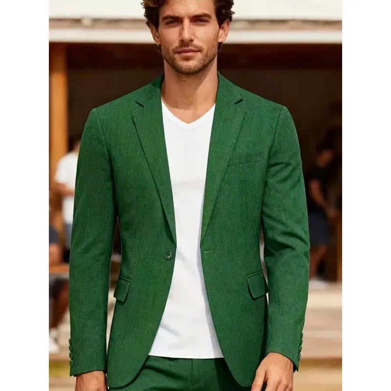 Mens Clothing 2026 Blazers Para Hombres Vintage Cotton Linen Single Button Designer Business Social Jaqueta Masculina Man Suits