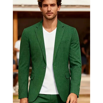 Mens Clothing 2026 Blazers Para Hombres Vintage Cotton Linen Single Button Designer Business Social Jaqueta Masculina Man Suits