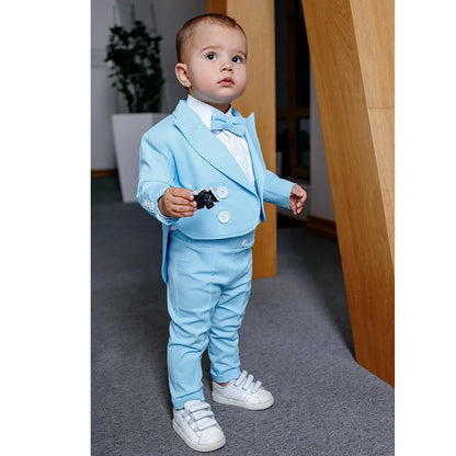 Chic Boys Suits Fashion Double Breastde Children's Clothing Casual Daily Wedding Tailcoat Handsome Kids Clothes 2 Piece