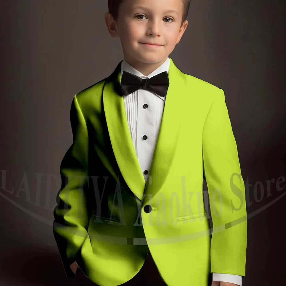 Chic Suits for Boy Cute Shawl Lapel One Button Blazer with Pants Party Costume Wedding Tuxedos 2 Piece Fashion Kids Clothes