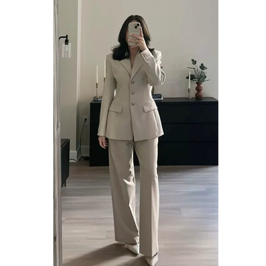 Women Two Pieces Suit Notched Lapel Single Breasted Blazer And Pants Custom Elegant Outfit For Office Business Daily Formal Suit
