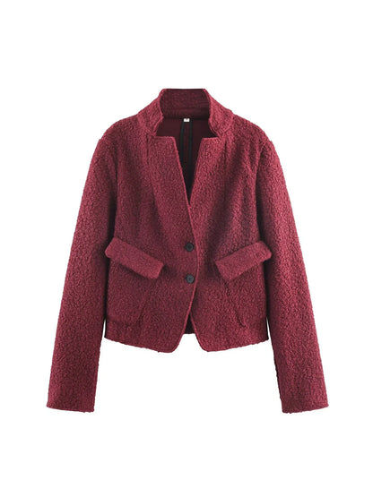 Women Christmas Red Winter Jacket Coat Vintage Teddy Coats Streetwear Long Sleeve Lamb Wool Jacket Outerwear 2000s Clothes 2025