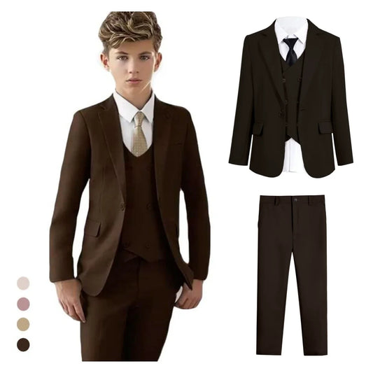 Boys Formal Suit Set | Kids Wedding Suit | Blazer Vest Pants Bow-Tie | Ages 3–14