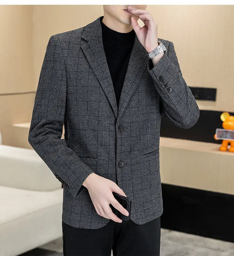 Men's Single Breasted Blazer Smart Casual Autumn Jacket