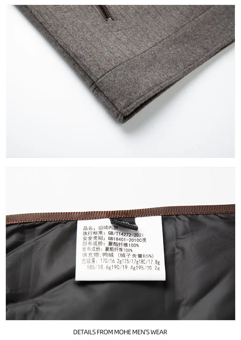 Men's Double-Faced Woolen Zipper Jacket Autumn Winter 50% Wool Removable Inner Vest Mid-Youth Fashionable Woolen Top