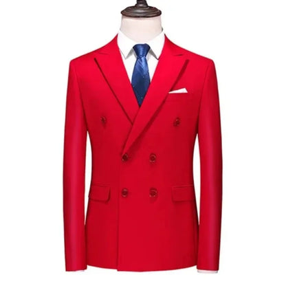 2026 Marque Mode Homme Costume de smoking croisé pour affaires/Costume ajusté pour homme Style coréen décontracté/Blazers vestes décontractées pour hommes