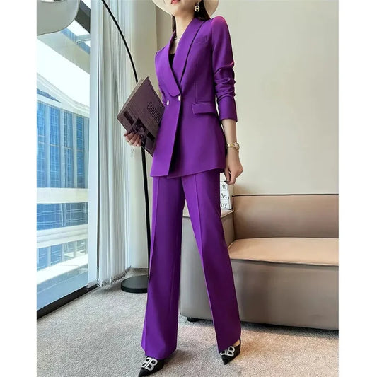 2025 Blazer High Quality Office Ladies Pant Suit Women Business Work Wear Blazer Jacket Trouser Formal 2 Pi