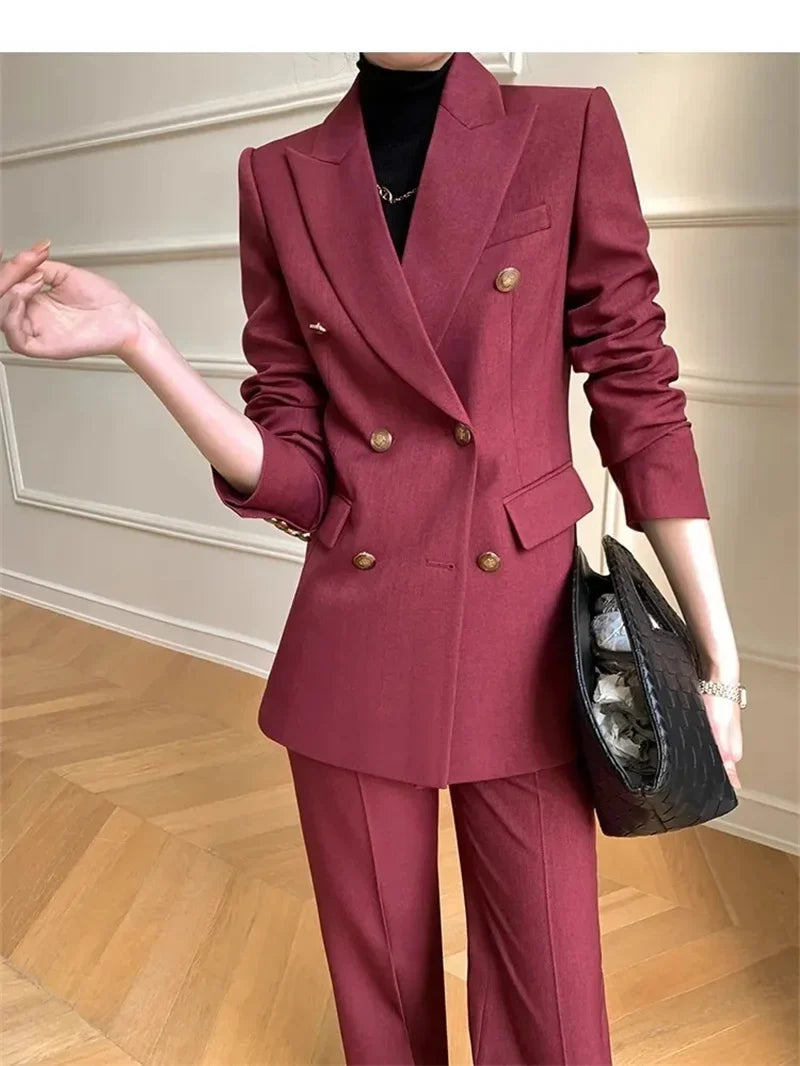 2025 New Women Pant Suit Office Ladies Female Business Work Wear 2 Piece Set Formal Blazer Jacket And Trous