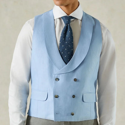 Men's Formal Vest Double-Breasted Lapel Waistcoat Pink Solid for Wedding & Business