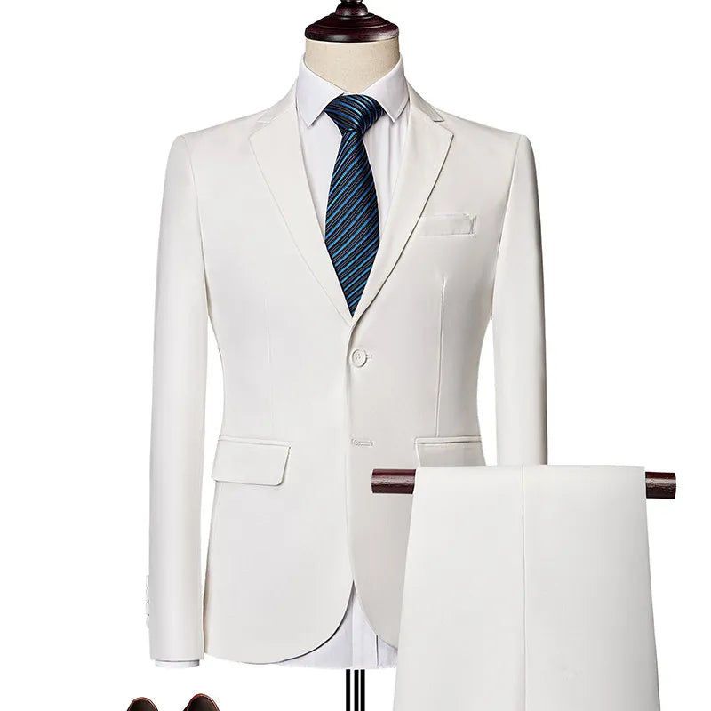 Men's 2 Piece Suit , Two Button Slim Fit Solid Jacket and Pants Set, Suits for Men Prom Party Wedding & Business