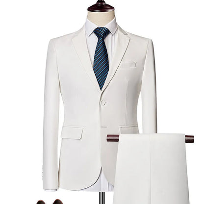 Men's 2 Piece Suit , Two Button Slim Fit Solid Jacket and Pants Set, Suits for Men Prom Party Wedding & Business