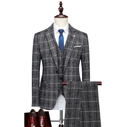 Men's 2025 Three-piece Suit Set One Button Fashion Wedding Business Casual Work Formal Vest Trousers M-5XL