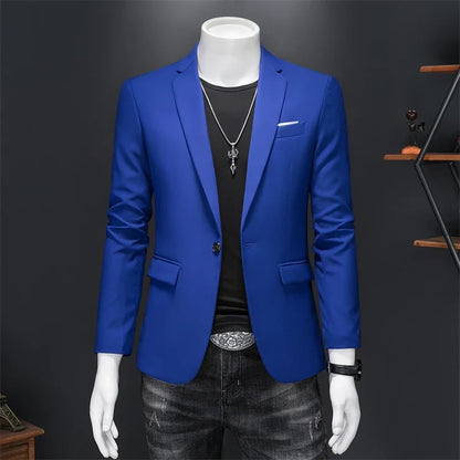 Men's Slim Fit Single-Breasted Blazer for Business Casual and Wedding Occasions